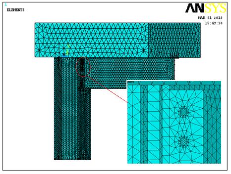 Szerkezeti csomópont viselkedése 8 DOF Solid70 elemek Ansys Multiphysics V11 Sp1 Levegőréteg Betonlemez