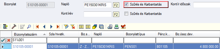 1.1.2.1 Módosítandó bizonylat előkeresése Amennyiben a korábban lekérdezett listán valamelyik soron hibás adatot találunk, akkor a fenti menüpontban tudjuk lejavítani az érintett bizonylatot.