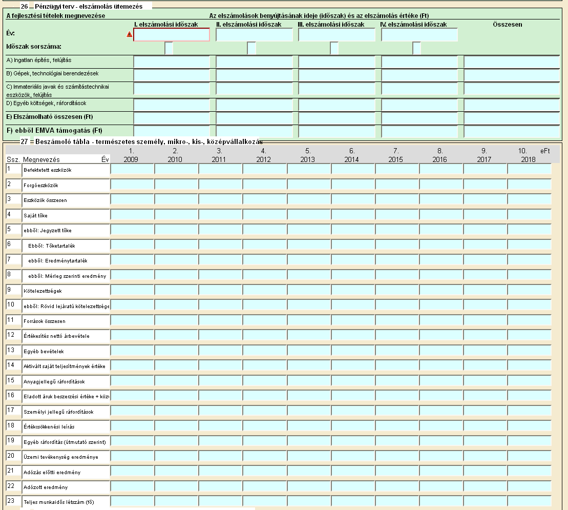 Pénzügyi terv- Elszámolás ütemezése Elektronikus feltöltés PÁLYÁZAT