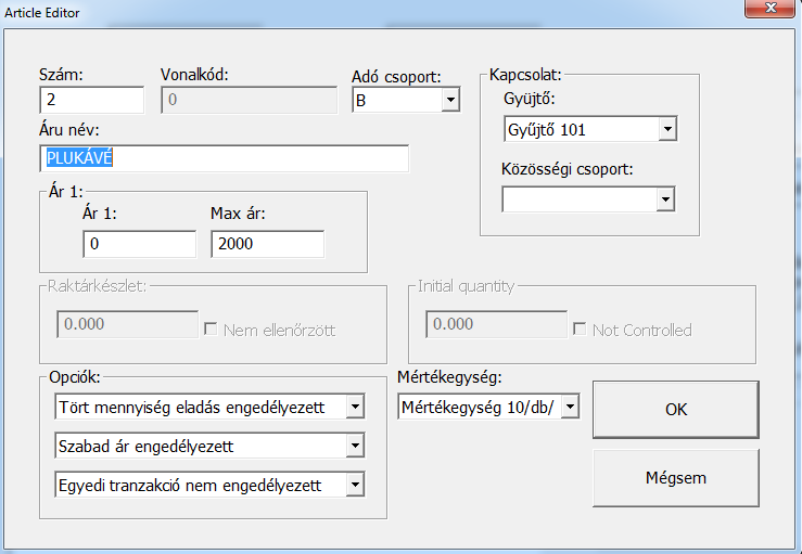 INCOTEX133-TAXmini TECHNICAL FUNCTIONS 35 Ábra.4 Ha a párbeszéd ablakban Nem re kattintunk (Ábra 3.) hasonló ablak jelenik meg (Ábra 4.), csak a termék lista üres lesz.