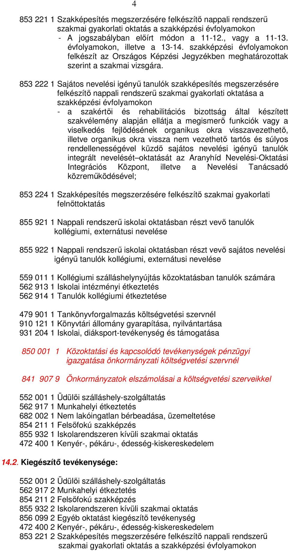 853 222 1 Sajátos nevelési igényű tanulók szakképesítés megszerzésére felkészítő nappali rendszerű szakmai gyakorlati oktatása a szakképzési évfolyamokon - a szakértői és rehabilitációs bizottság