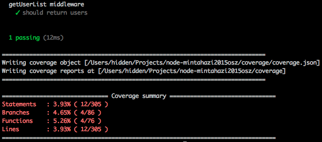 CODE COVERAGE Code coverage: mennyi sort, ágat, lehetőséget fed le az össze unit test.