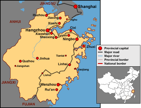Zhejiang térképe és