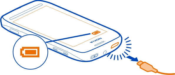 10 Kezdő lépések A telefon töltése Az akkumulátor töltése A telefon akkumulátorát a gyárban részlegesen feltöltik, de a telefon első üzembe helyezése előtt azt ismét fel kell töltenünk.