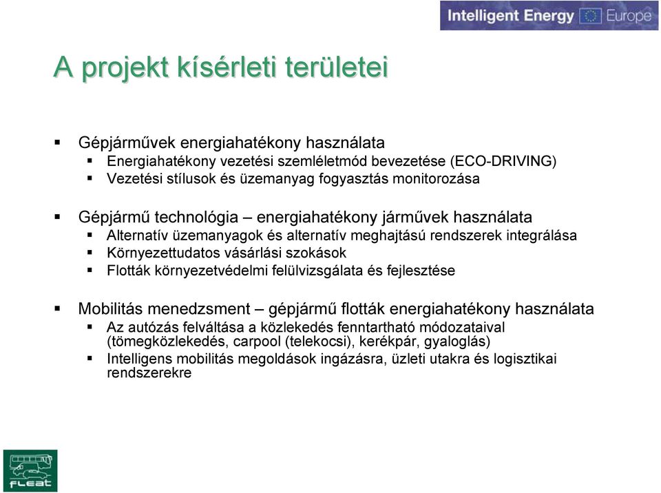 vásárlási szokások Flották környezetvédelmi felülvizsgálata és fejlesztése Mobilitás menedzsment gépjármű flották energiahatékony használata Az autózás felváltása a