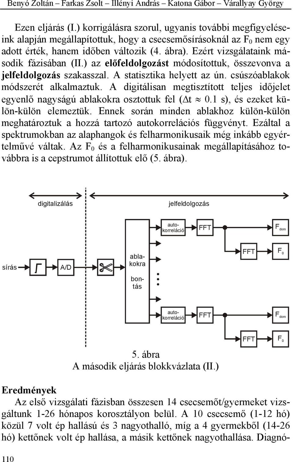 Ezért vizsgálataink második fázisában (II.) az előfeldolgozást módosítottuk, összevonva a jelfeldolgozás szakasszal. A statisztika helyett az ún. csúszóablakok módszerét alkalmaztuk.