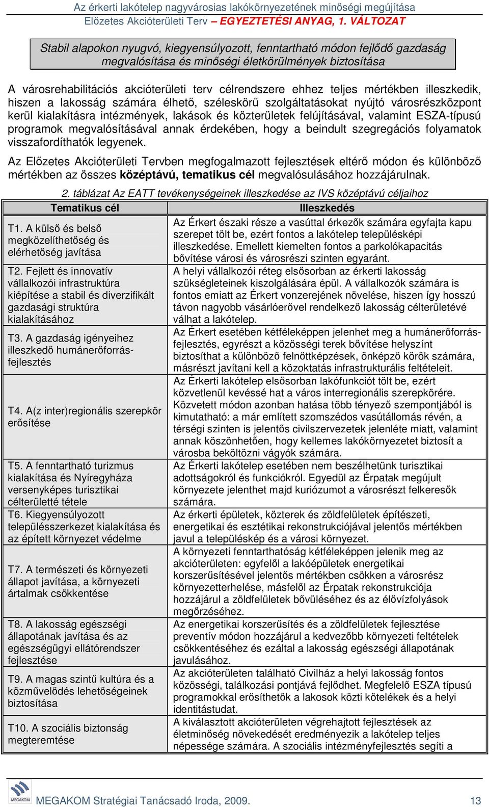 ESZA-típusú programok megvalósításával annak érdekében, hogy a beindult szegregációs folyamatok visszafordíthatók legyenek.