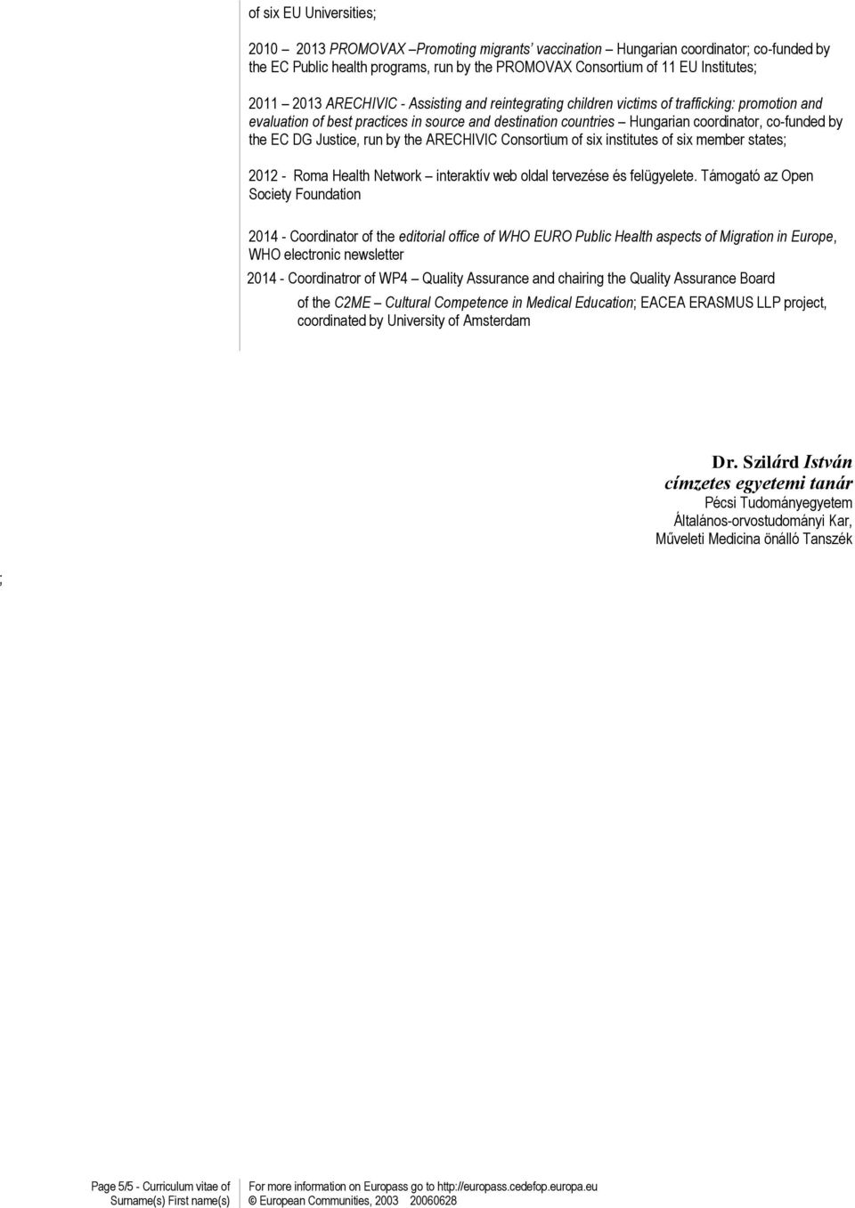 DG Justice, run by the ARECHIVIC Consortium of six institutes of six member states; 2012 - Roma Health Network interaktív web oldal tervezése és felügyelete.
