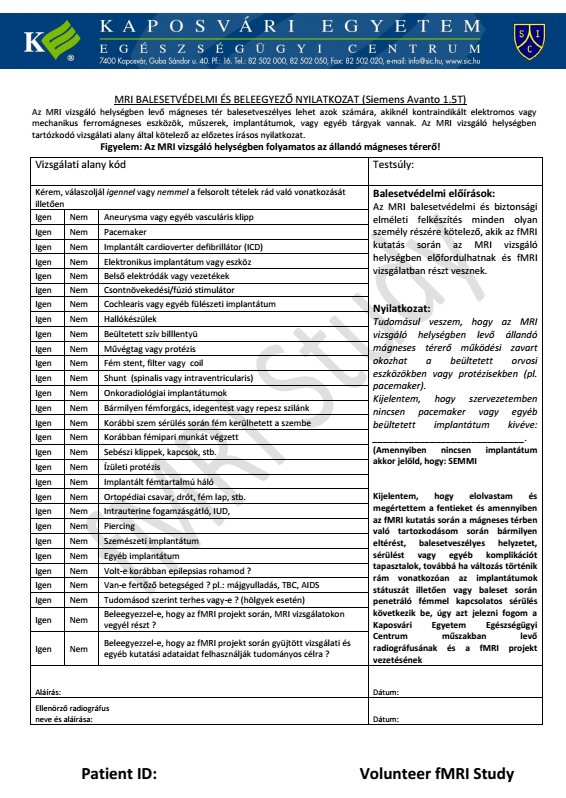 IV. Melléklet MRI