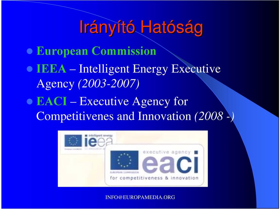 Agency (2003-2007) EACI Executive