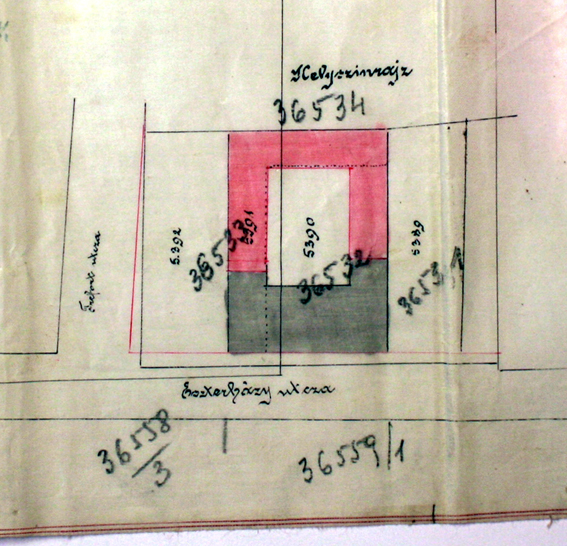 Helyszínrajz (forrás: Budapest Főváros Levéltára, tervtár) 4,12 5,03 Az 1886-os tervlapokon szereplő tervező neve (forrás: Budapest Főváros Levéltára, tervtár) 46 Az 1891-es tervlapokon szereplő