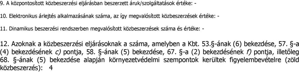 Dinamikus beszerzési rendszerben megvalósított közbeszerzések száma és értéke: - 12.