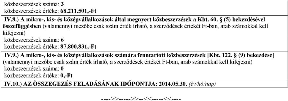 száma: 6 közbeszerzések értéke: 87.800.831,-Ft IV.9.) A mikro-, kis- és középvállalkozások számára fenntartott közbeszerzések [Kbt. 122.