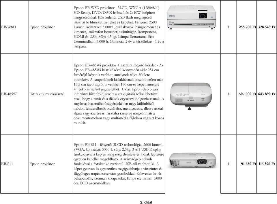 000:1, csatlakozók: hangbemenet és kimenet, mikrofon bemenet, számítógép, komponens, HDMI és USB. Súly: 4,3 kg. Lámpa élettartama Eco üzemmódban: 5.000 h. Garancia: 2 év a készülékre - 1 év a lámpára.