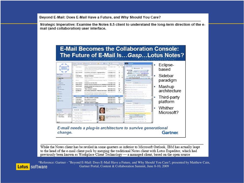, presented by Matthew Cain, Gartner Portal,