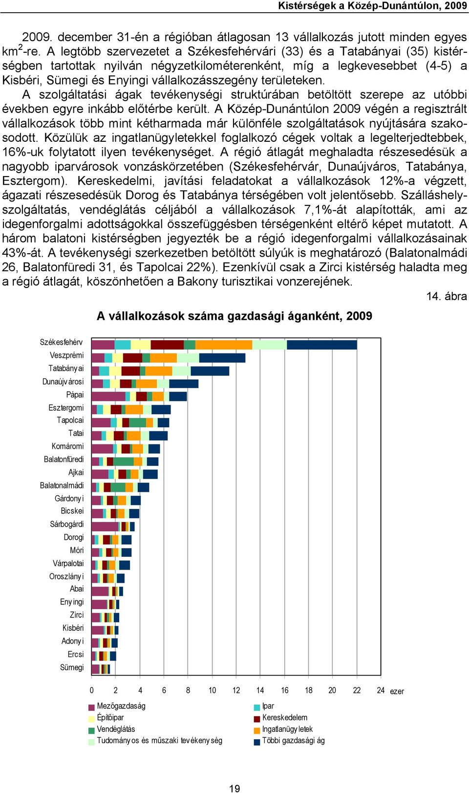 területeken. A szolgáltatási ágak tevékenységi struktúrában betöltött szerepe az utóbbi években egyre inkább előtérbe került.