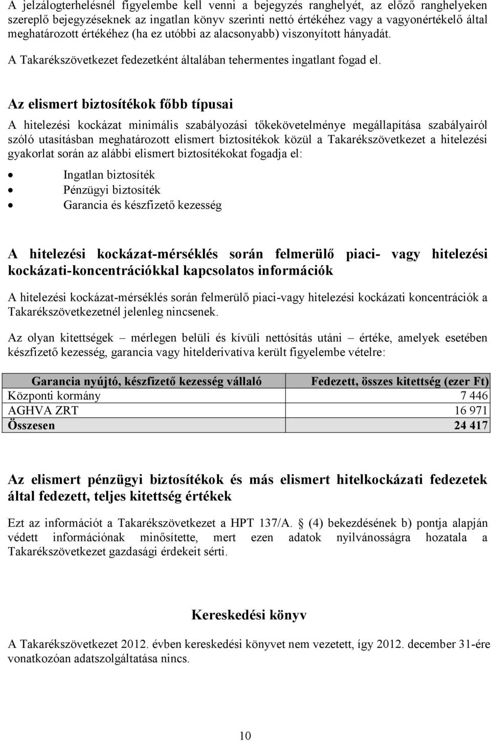 Az elismert biztosítékok főbb típusai A hitelezési kockázat minimális szabályozási tőkekövetelménye megállapítása szabályairól szóló utasításban meghatározott elismert biztosítékok közül a