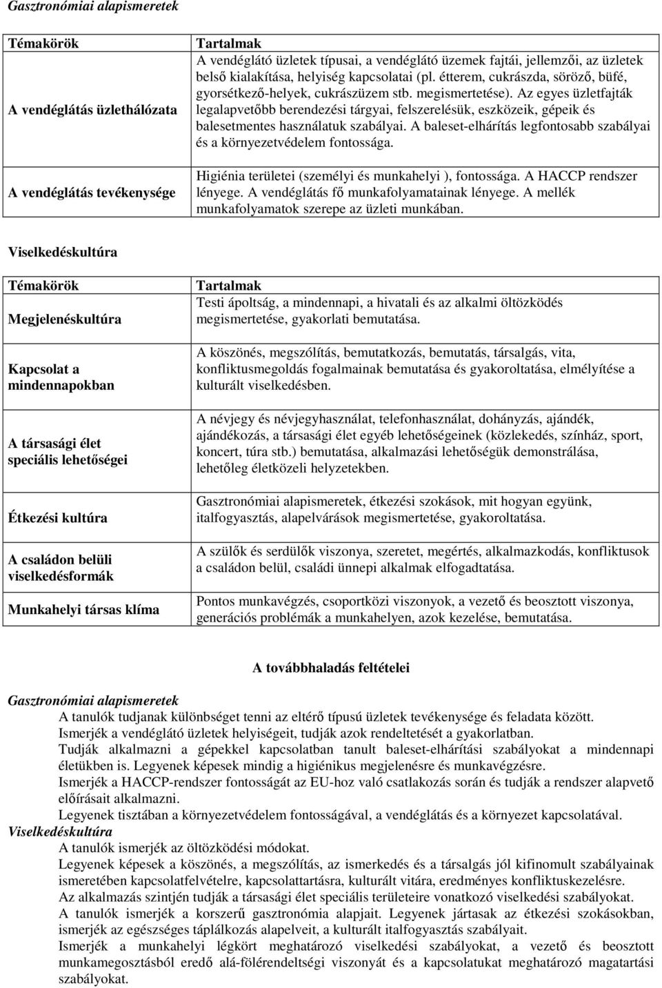 Az egyes üzletfajták legalapvetıbb berendezési tárgyai, felszerelésük, eszközeik, gépeik és balesetmentes használatuk szabályai.