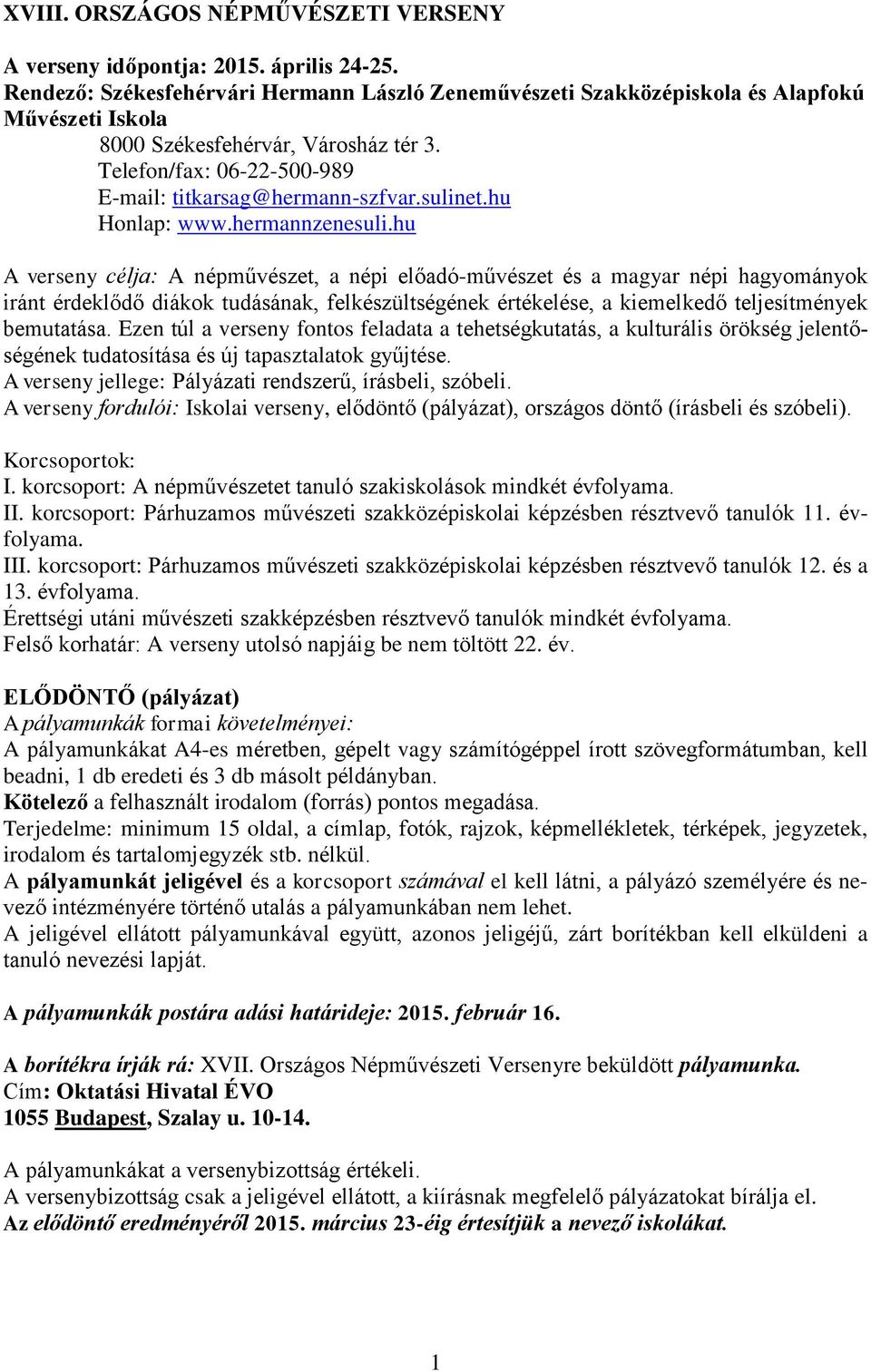 sulinet.hu Honlap: www.hermannzenesuli.