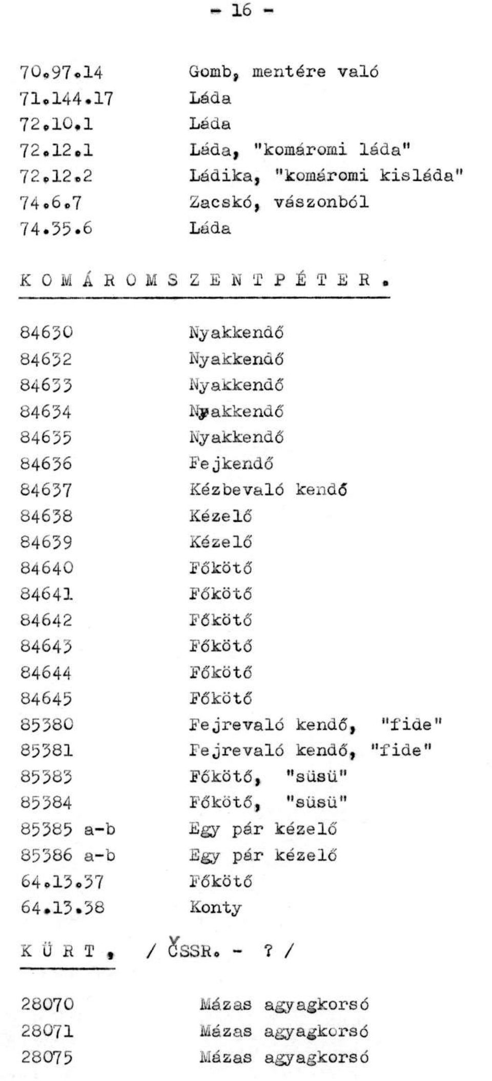 84630 Nyakkendő 84632 Nyakkendő 84633 Nyakkendő 84634 Nyakkendő 84635 Nyakkendő 84636 Fejkendő 84637 Kézbevaló kendő 84638 Kézelő 84639 Kézelő 84640