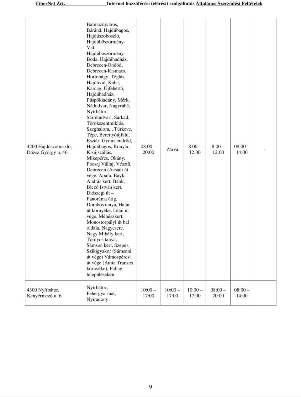 Hajdúhadház, Püspökladány, Mérk, Nádudvar, Nagyrábé, Nyírbátor, Sárrétudvari, Sarkad, Törökszentmiklós, Szeghalom,, Túrkeve, Tépe, Berettyóújfalu, Esztár, Gyomaendrőd, Hajdúbagos, Konyár,