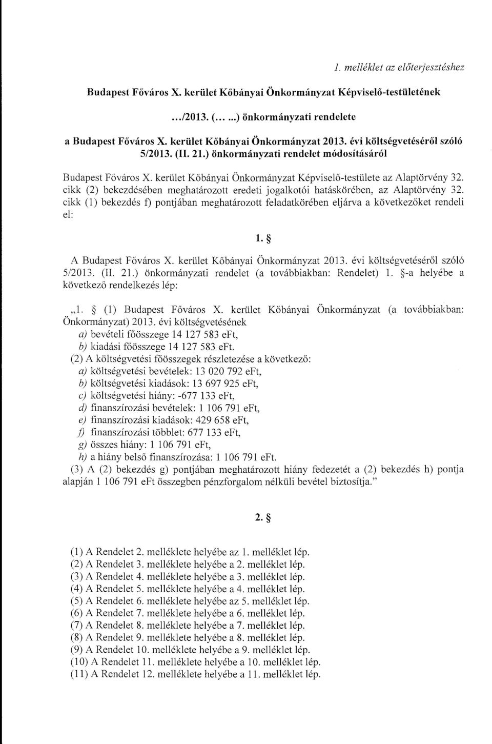 cikk (2) bekezdésében meghatárztt eredeti jgalktói hatáskörében, az Alaptörvény 32. cikk (l) bekezdés f) pntjában meghatárztt körében eljárva a következőket rendeli el: 1. A Budapest Fővárs X.