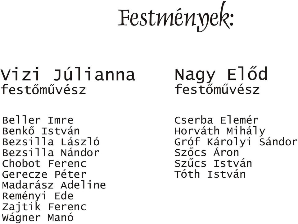 Adeline Reményi Ede Zajtik Ferenc Wágner Manó Nagy Elõd festõmûvész