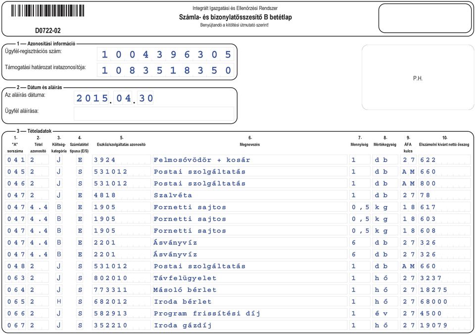 045 2 J S 5 3 1 0 1 2 Postai szolgáltatás 1 d b A M 6 6 0 046 2 J S 5 3 1 0 1 2 Postai szolgáltatás 1 d b A M 8 0 0 047 2 J E 4818 Szalvéta 1 d b 2 7 78 047 4.