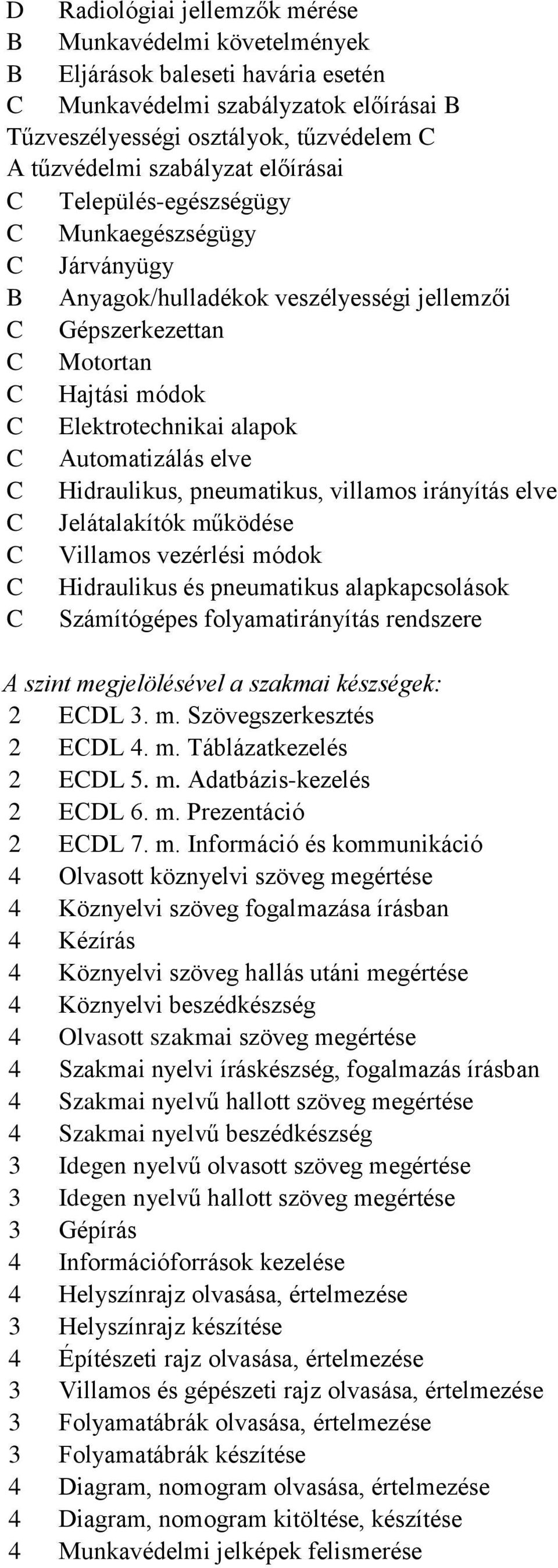 Automatizálás elve C Hidraulikus, pneumatikus, villamos irányítás elve C Jelátalakítók működése C Villamos vezérlési módok C Hidraulikus és pneumatikus alapkapcsolások C Számítógépes