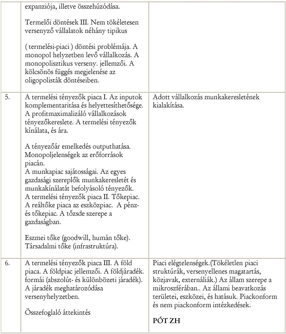 A profitmaximalizáló vállalkozások tényezőkereslete. A termelési tényezők kínálata, és ára. Adott vállalkozás munkakeresletének kialakítása. A tényezőár emelkedés outputhatása.