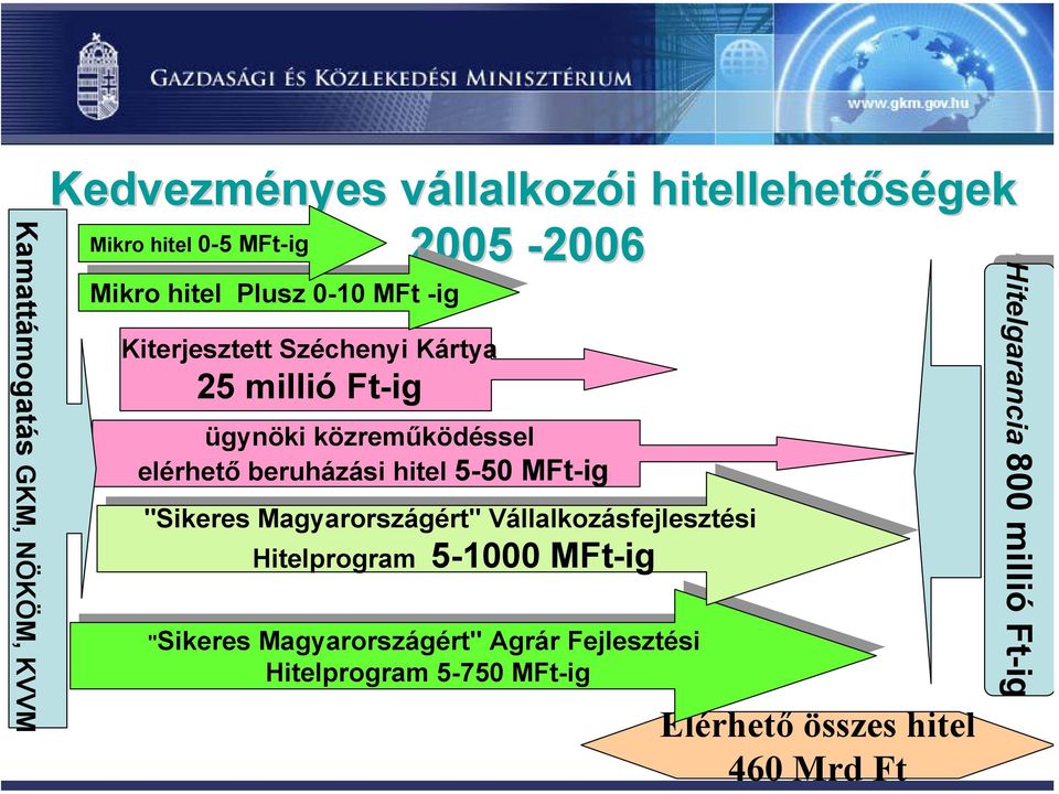 5-50 MFt-ig "Sikeres Magyarországért" Vállalkozásfejlesztési Hitelprogram 5-1000 MFt-ig "Sikeres Magyarországért" Agrár Agrár