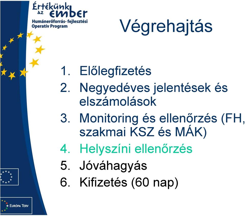 Monitoring és ellenőrzés (FH, szakmai KSZ és