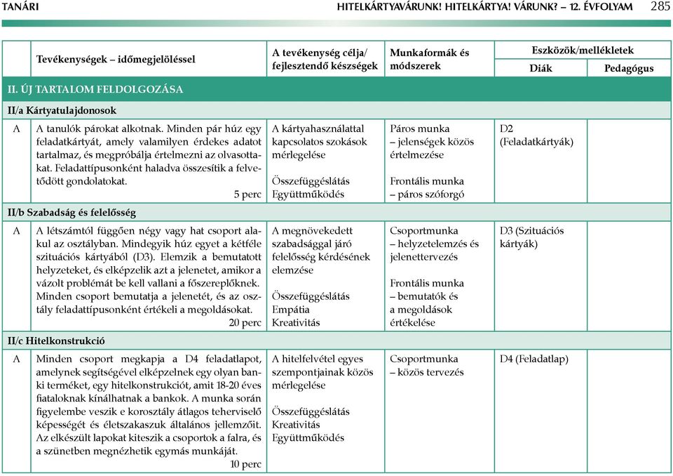 Új tartalom feldolgozása II/a Kártyatulajdonosok tanulók párokat alkotnak. Minden pár húz egy feladatkártyát, amely valamilyen érdekes adatot tartalmaz, és megpróbálja értelmezni az olvasottakat.