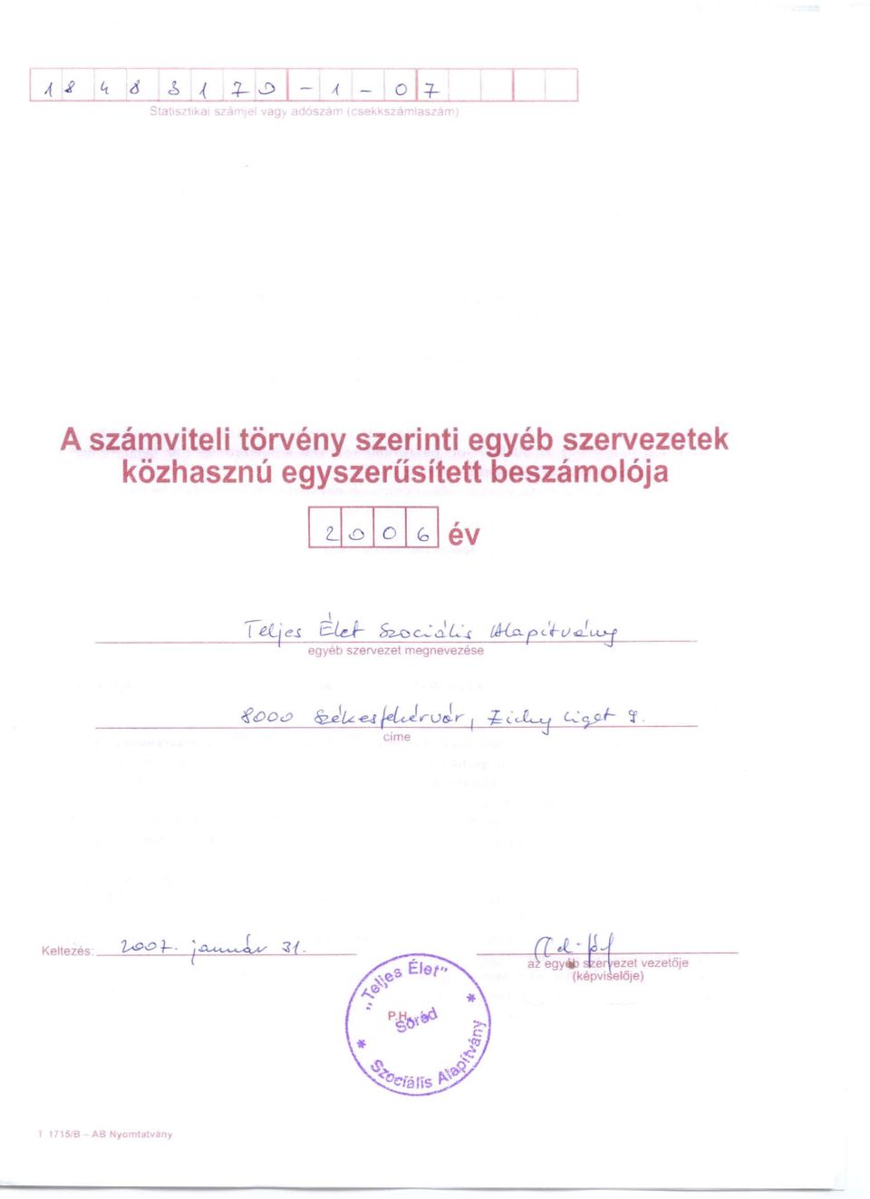 egyszerűsített beszámolója ~év er
