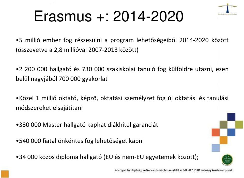 Közel 1 millió oktató, képző, oktatási személyzet fog új oktatási és tanulási módszereket elsajátítani 330 000 Master hallgató