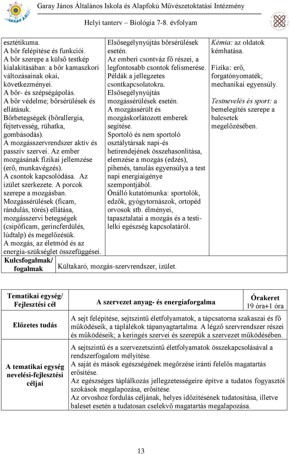 Az ember mozgásának fizikai jellemzése (erő, munkavégzés). A csontok kapcsolódása. Az ízület szerkezete. A porcok szerepe a mozgásban.