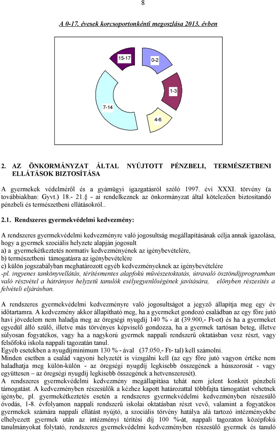 - ai rendelkeznek az önkormányzat által kötelezően biztosítandó pénzbeli és természetbeni ellátásokról.. 2.1.