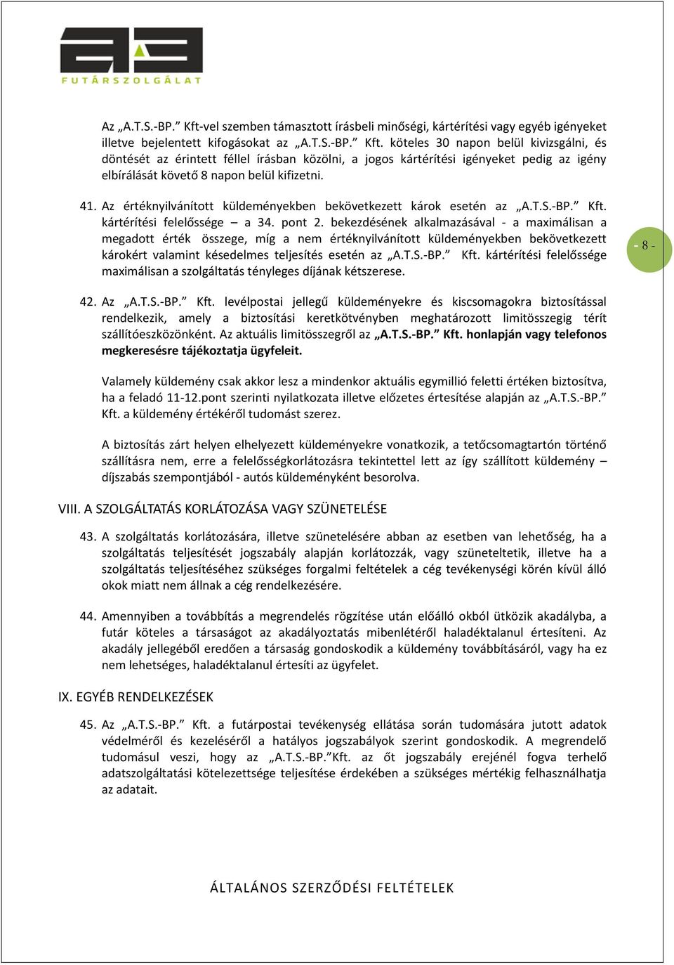 ltalános Szerződési Feltételek - PDF Ingyenes letöltés