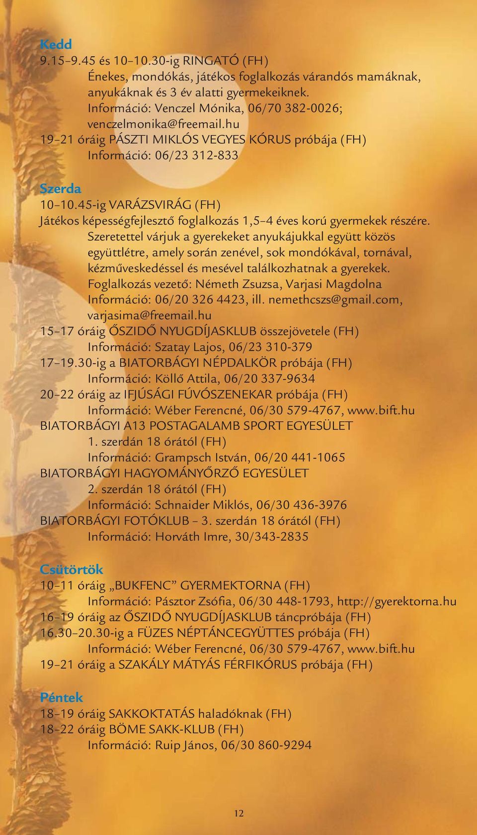 45-ig VARÁZSVIRÁG (FH) Játékos képességfejlesztő foglalkozás 1,5 4 éves korú gyermekek részére.