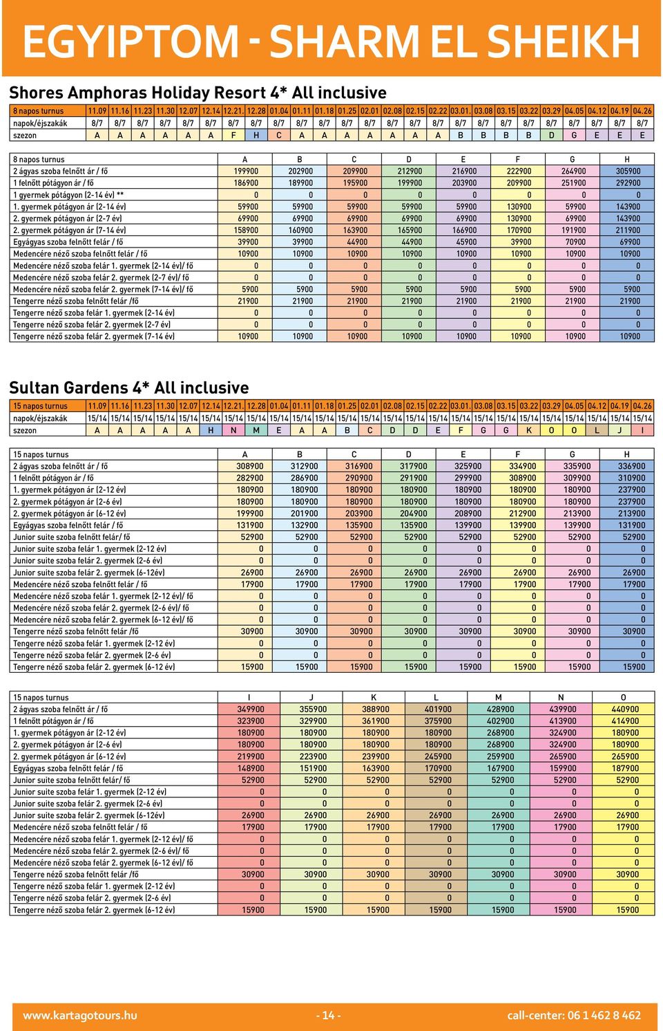gyermek pótágyon ár (2-14 év) 59900 59900 59900 59900 59900 130900 59900 143900 2. gyermek pótágyon ár (2-7 év) 69900 69900 69900 69900 69900 130900 69900 143900 2.