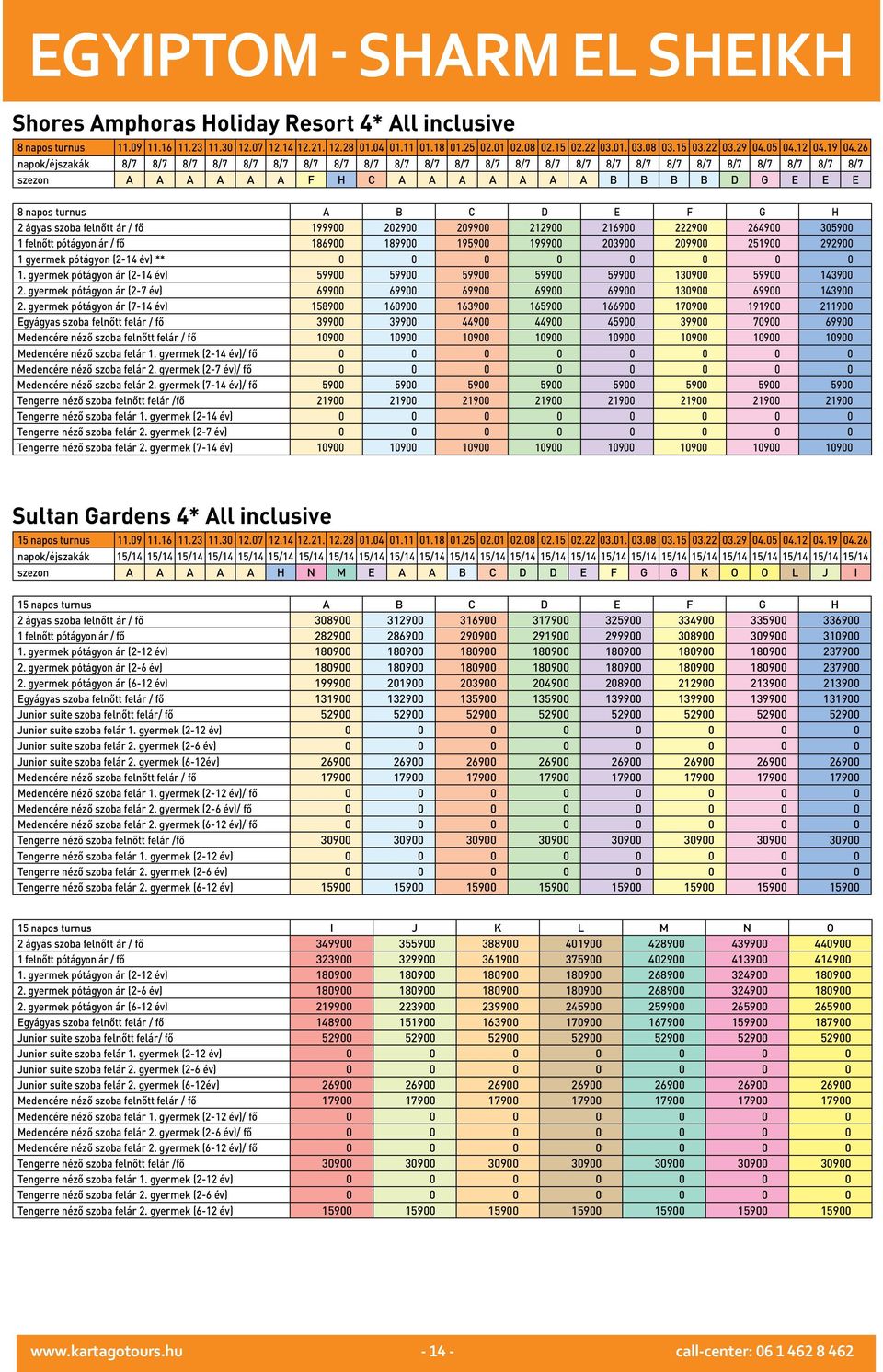 gyermek pótágyon ár (2-14 év) 59900 59900 59900 59900 59900 130900 59900 143900 2. gyermek pótágyon ár (2-7 év) 69900 69900 69900 69900 69900 130900 69900 143900 2.