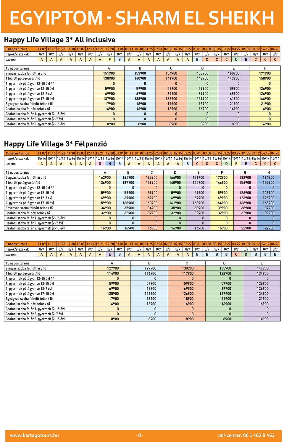 gyermek pótágyon ár (2-7 év) 69900 69900 69900 69900 69900 126900 2.