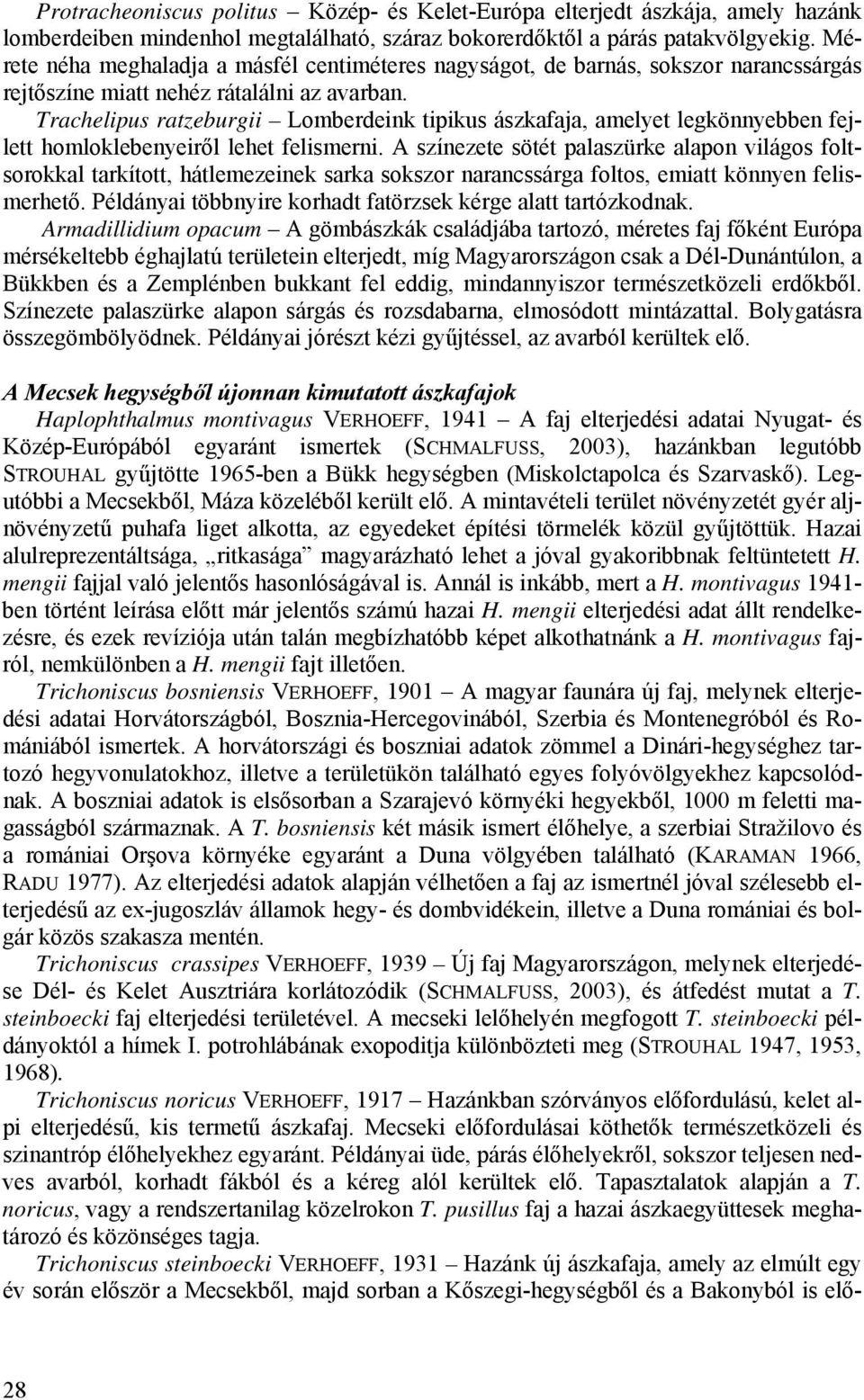 Trachelipus ratzeburgii Lomberdeink tipikus ászkafaja, amelyet legkönnyebben fejlett homloklebenyeiről lehet felismerni.