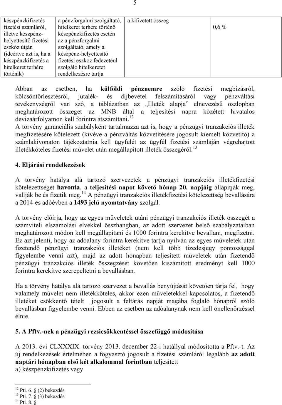 összeg 0,6 % Abban az esetben, ha külföldi pénznemre szóló fizetési megbízásról, kölcsöntörlesztésről, jutalék- és díjbevétel felszámításáról vagy pénzváltási tevékenységről van szó, a táblázatban az