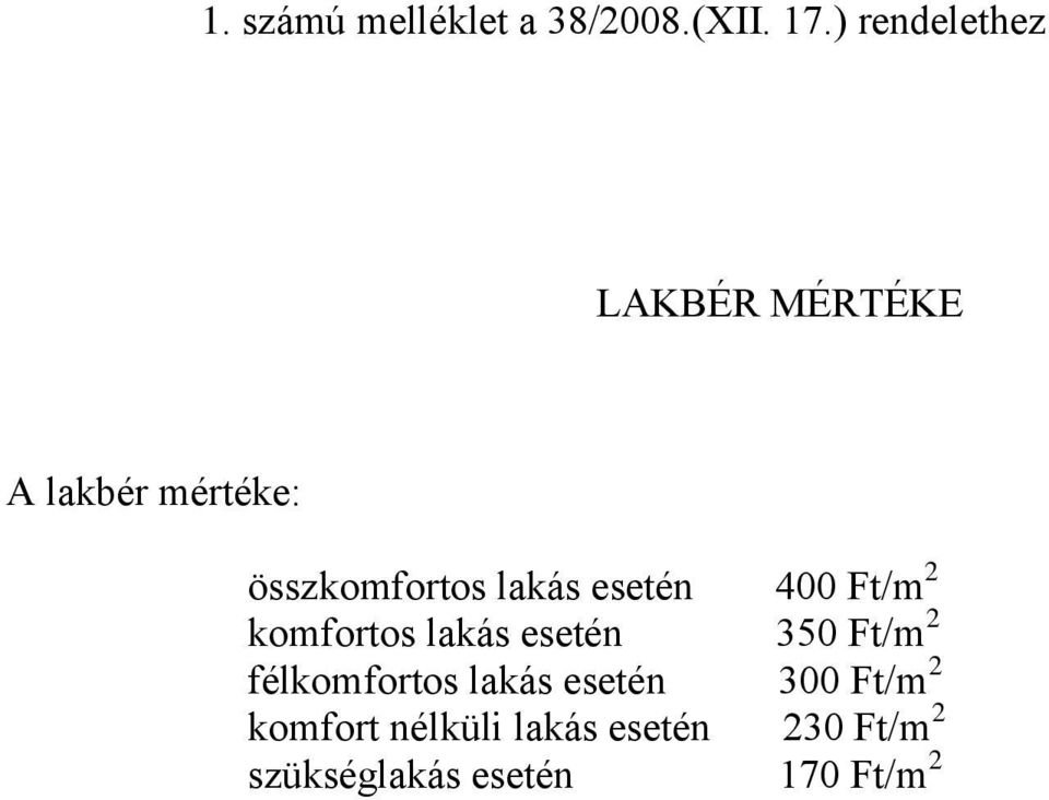 lakás esetén 400 Ft/m 2 komfortos lakás esetén 350 Ft/m 2