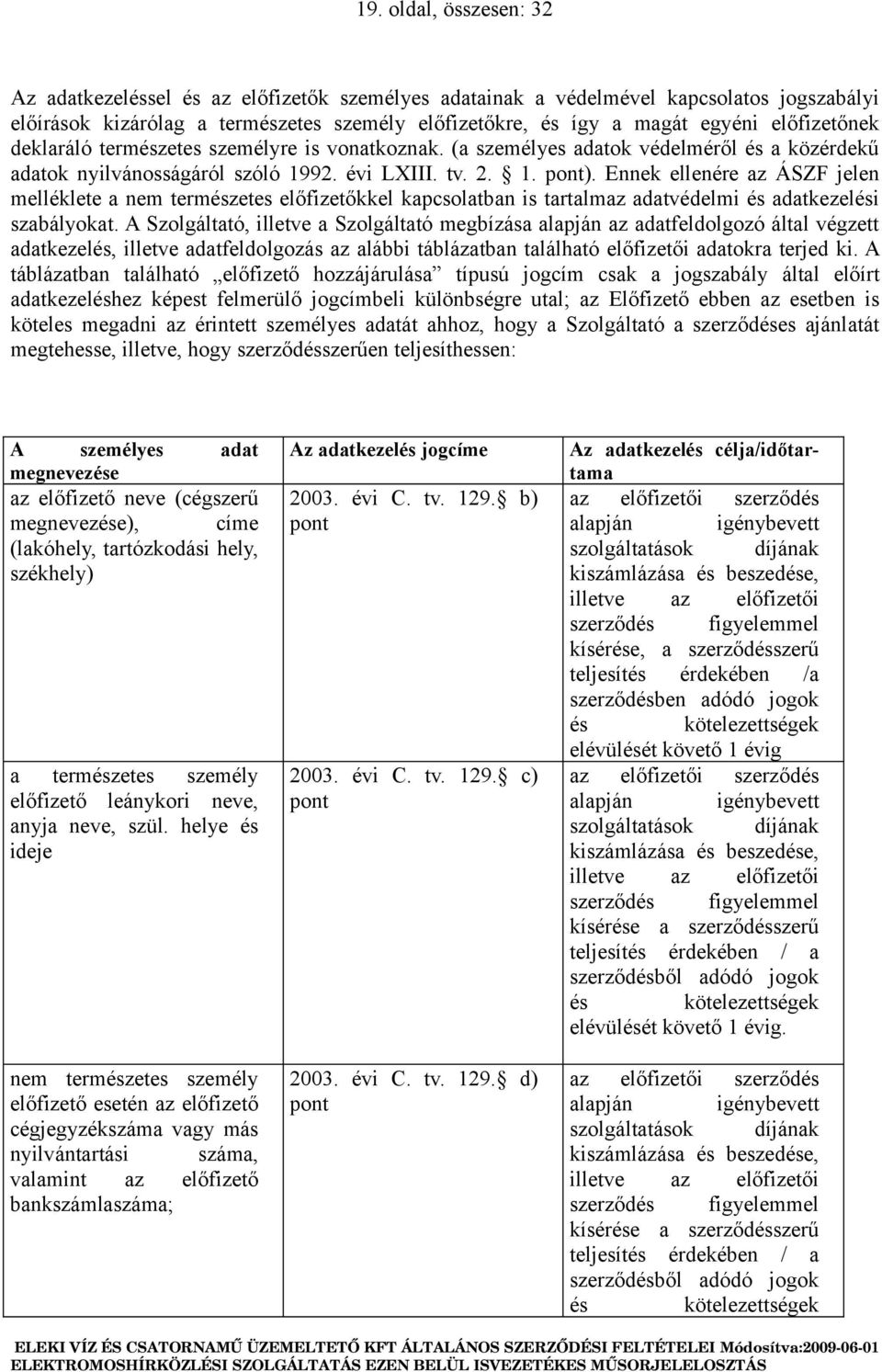 Ennek ellenére az ÁSZF jelen melléklete a nem természetes előfizetőkkel kapcsolatban is tartalmaz adatvédelmi és adatkezelési szabályokat.