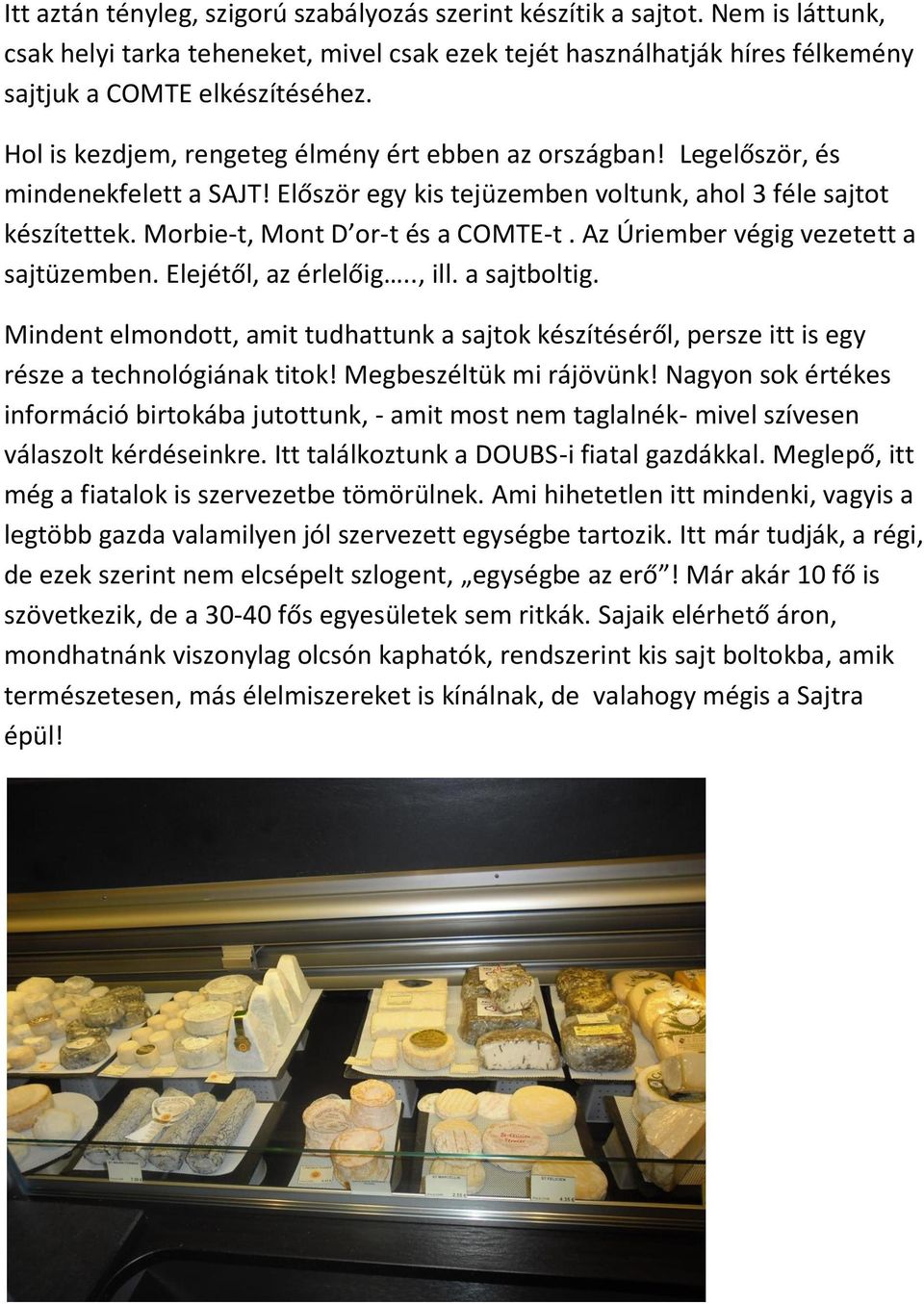 Az Úriember végig vezetett a sajtüzemben. Elejétől, az érlelőig.., ill. a sajtboltig. Mindent elmondott, amit tudhattunk a sajtok készítéséről, persze itt is egy része a technológiának titok!