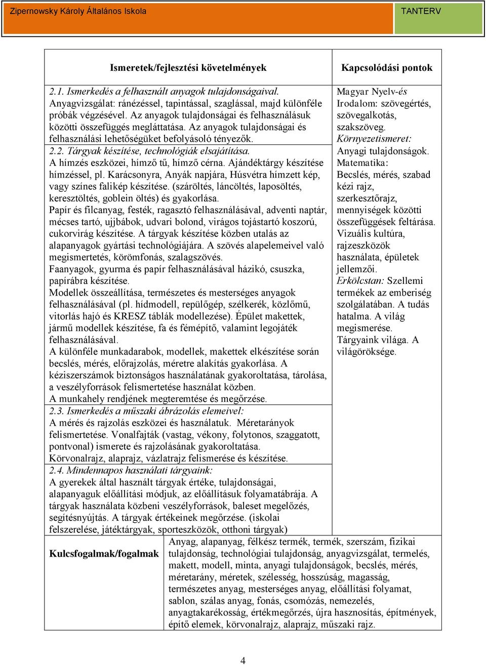 2. Tárgyak készítése, technológiák elsajátítása. A hímzés eszközei, hímző tű, hímző cérna. Ajándéktárgy készítése hímzéssel, pl.