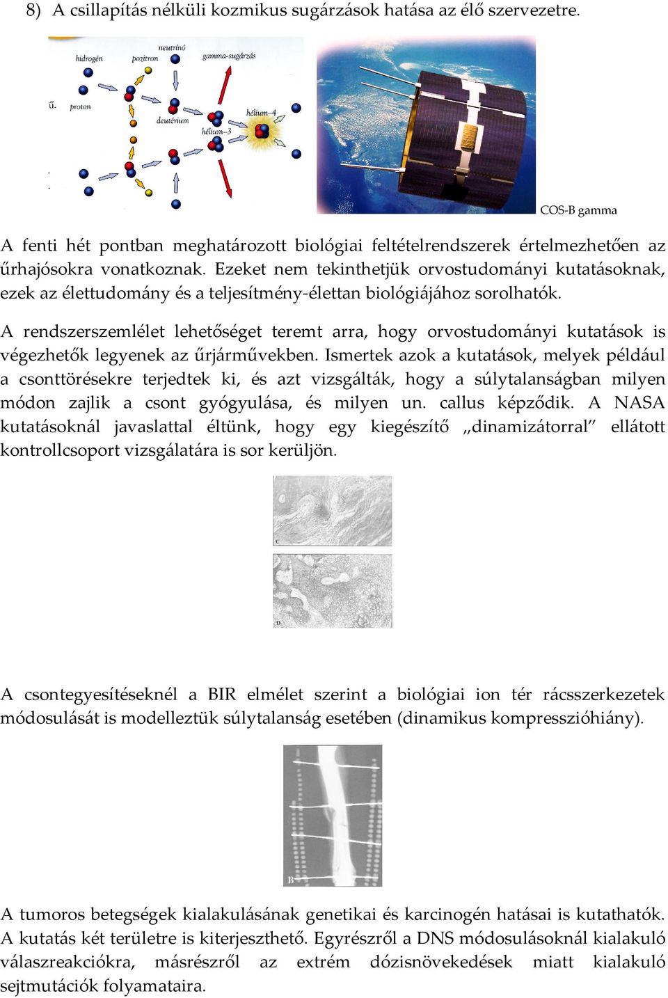 A rendszerszemlélet lehetőséget teremt arra, hogy orvostudományi kutatások is végezhetők legyenek az űrjárművekben.