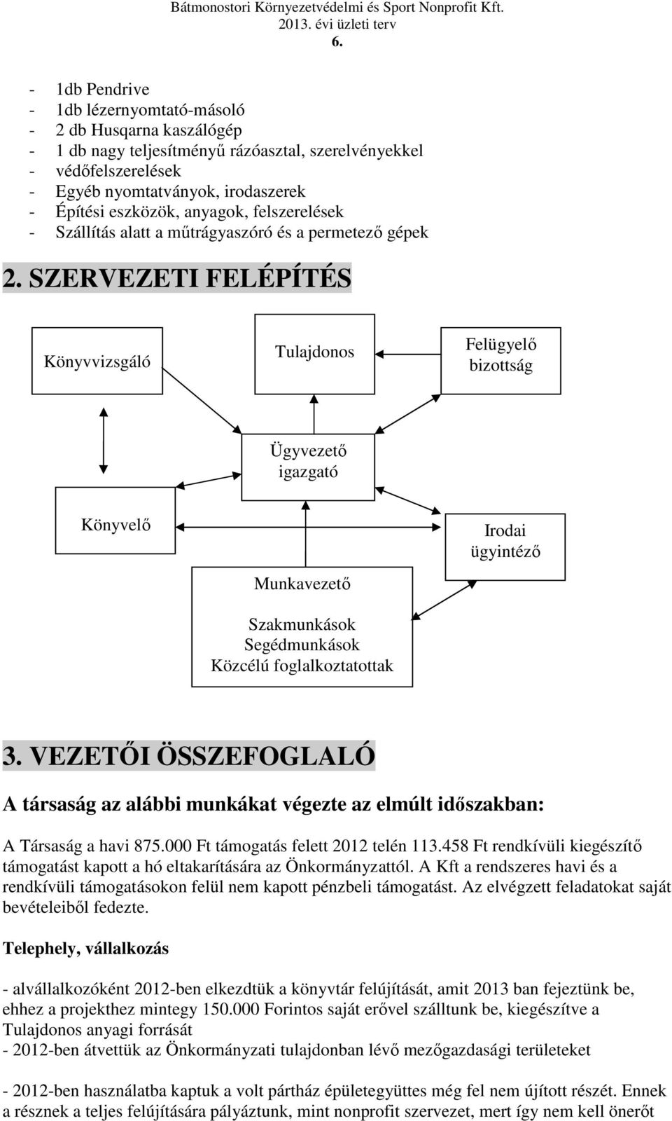 SZERVEZETI FELÉPÍTÉS Könyvvizsgáló Tulajdonos Felügyelő bizottság Ügyvezető igazgató Könyvelő Munkavezető Szakmunkások Segédmunkások Közcélú foglalkoztatottak Irodai ügyintéző 3.